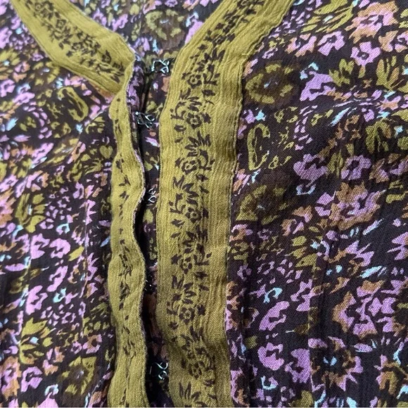 Rebellion Floral Bell Sleeve Prairie Mini Dress in Fall Colors - Picture 7 of 12